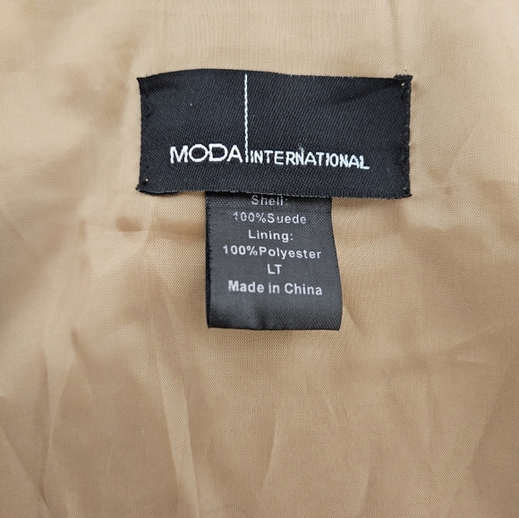 Moda International 90s Suede Leather Jacket in Camel Size Large Tall - Picture 8 of 12